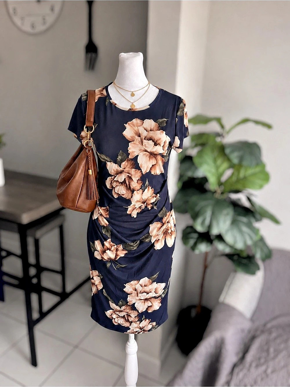 My Bump Size Small Floral Ruched Maternity Bodycon Dress